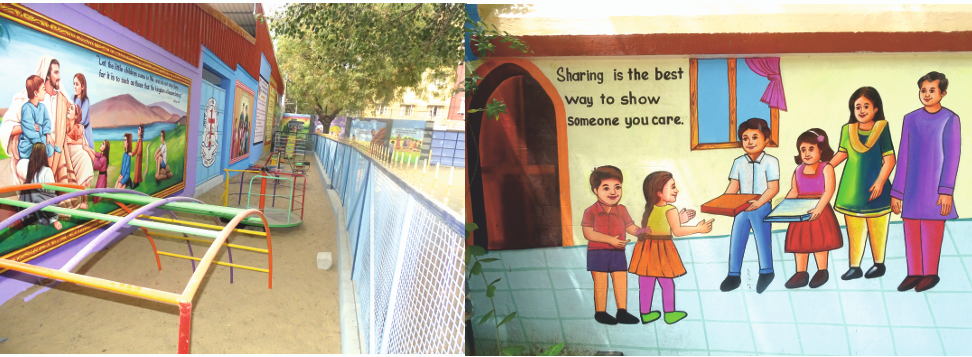 A play area was set up for the primary children